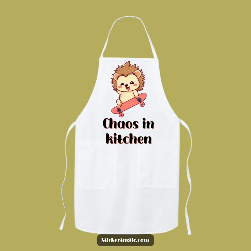 Funny Hedgehog Skateboard Apron: Kitchen Skills (Upside Down)
