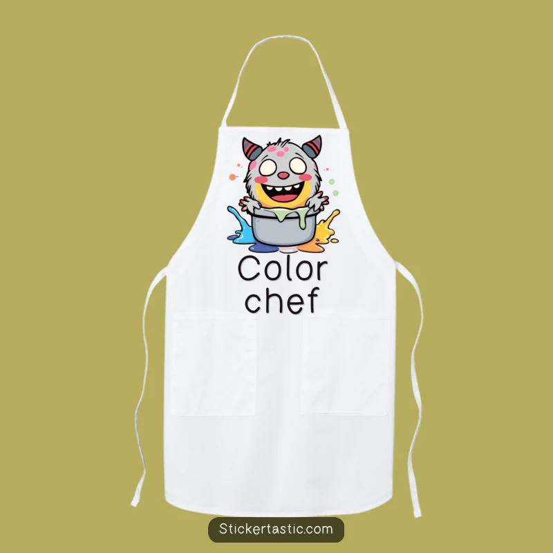 Funny Giggling Monster Apron - Artistic Paint Splashing Chef Gift