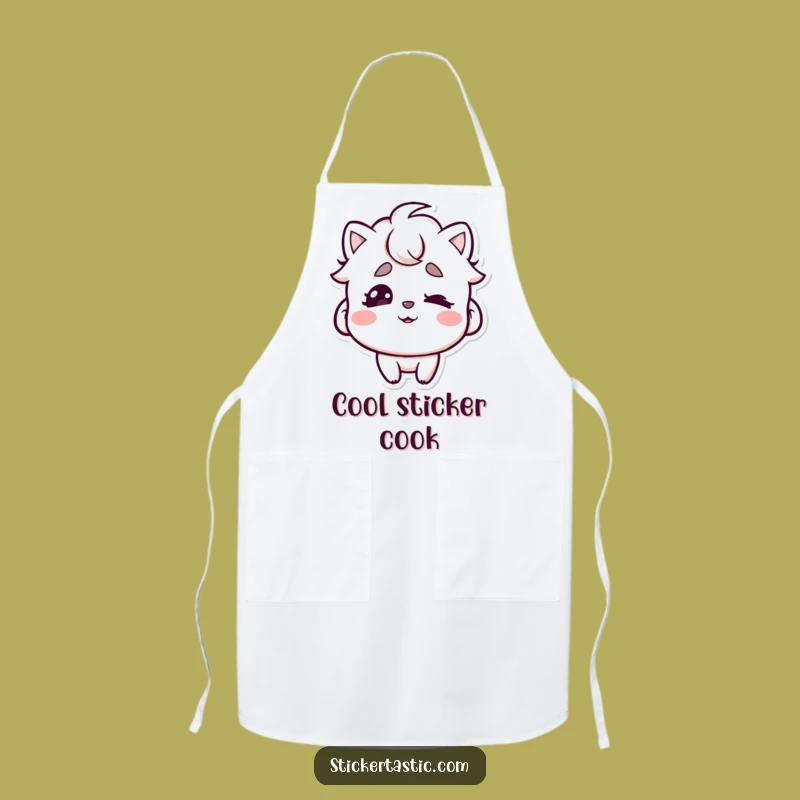 Funny Cool Sticker Eyebrow Wiggle Apron - Cook with Playful Style