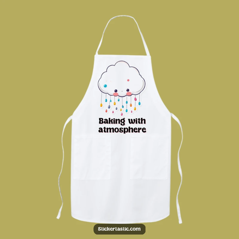 Funny Cloud Raining Stickers Apron: Cute Character Kitchen Fun - A Hilarious Gift