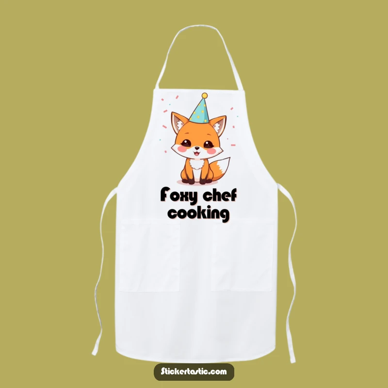 Funny Fox Party Apron: Delighted Chef Character, Festive Kitchen Gift