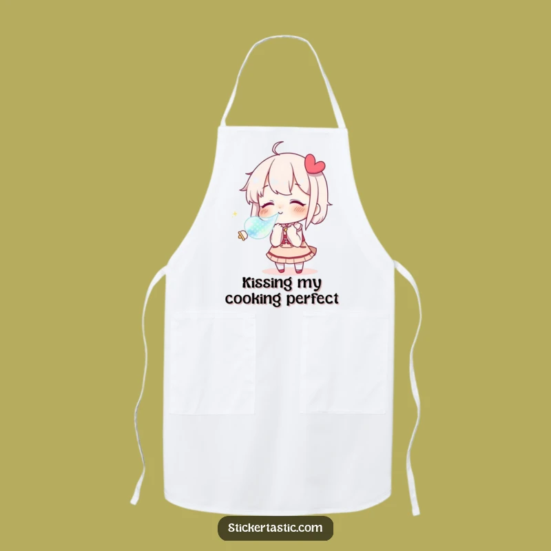 Funny Kissing Character Apron: Love Sticker Art, Kitchen Fun Funny Gift