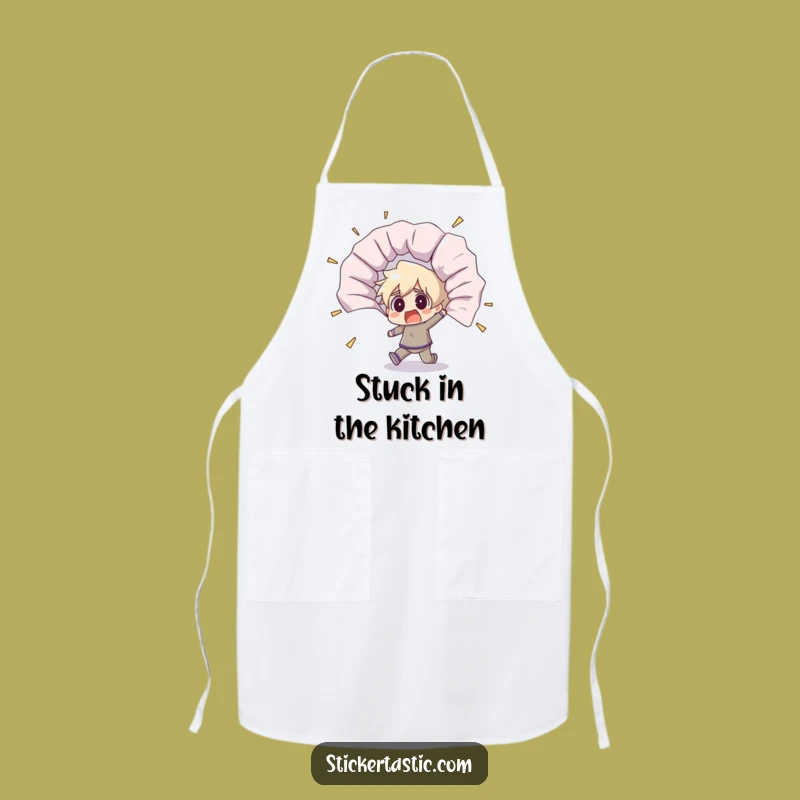 Funny Shocked Sticker Unfurling Apron - Kitchen Humor Surprise Wear