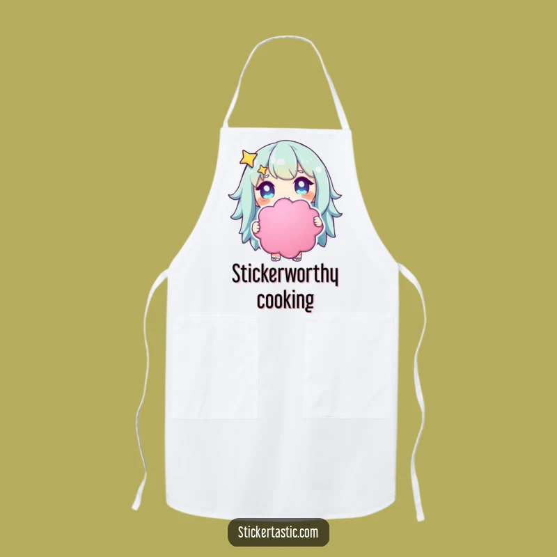 Funny Starry-Eyed Character Apron: Sticker Lover Chef's Gift