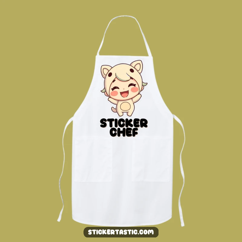 Funny Sticker Character Apron: Chef's Humorous Kitchen Wear, Delightful Gift