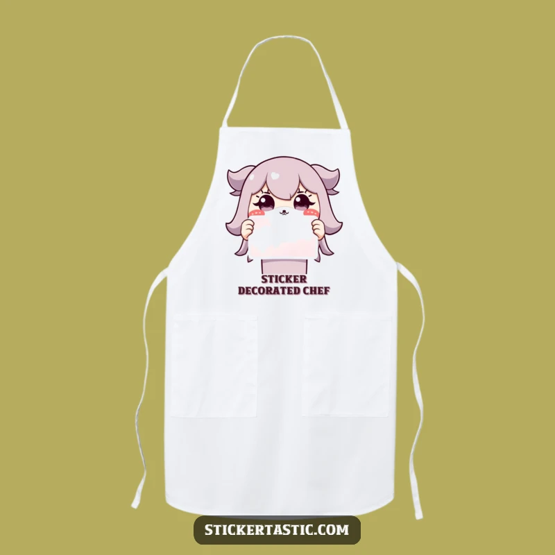 Funny Grinning Character Apron: Cook with Surprise & Sticker Fun!