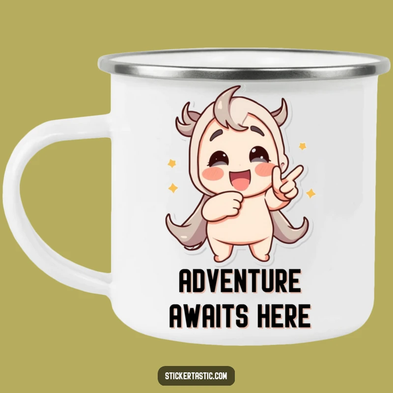 Funny Adventure Sticker Mug: Animated Art for Outdoor Fun