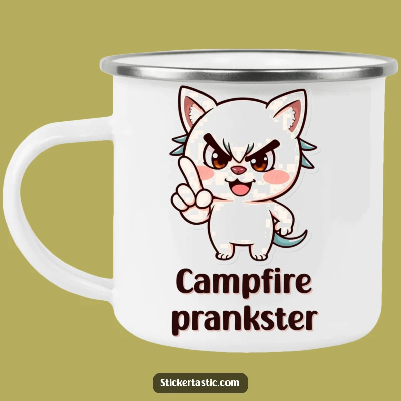 Mischievous Wink Camping Mug - Funny Playful Character Outdoor Gift