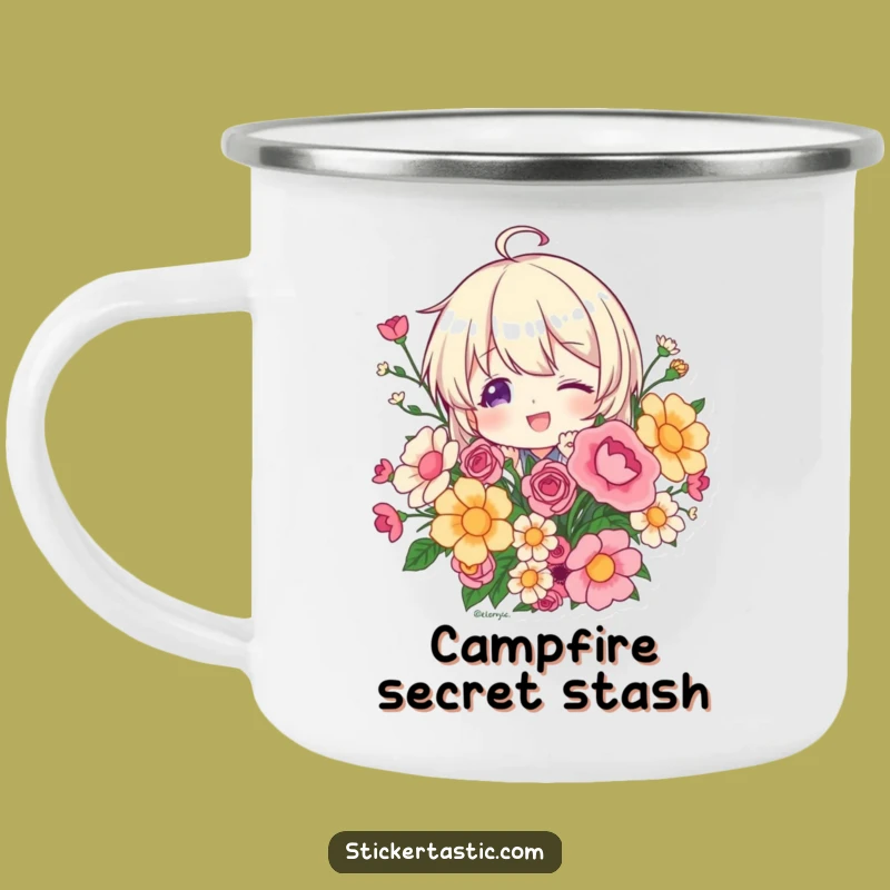 Playful Funny Peeking Sticker Camping Mug for Curious Adventures
