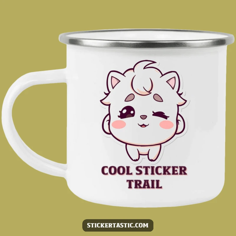 Funny Cool Sticker Eyebrow Wiggle Camping Mug - Enjoy Coffee with Fun Vibes