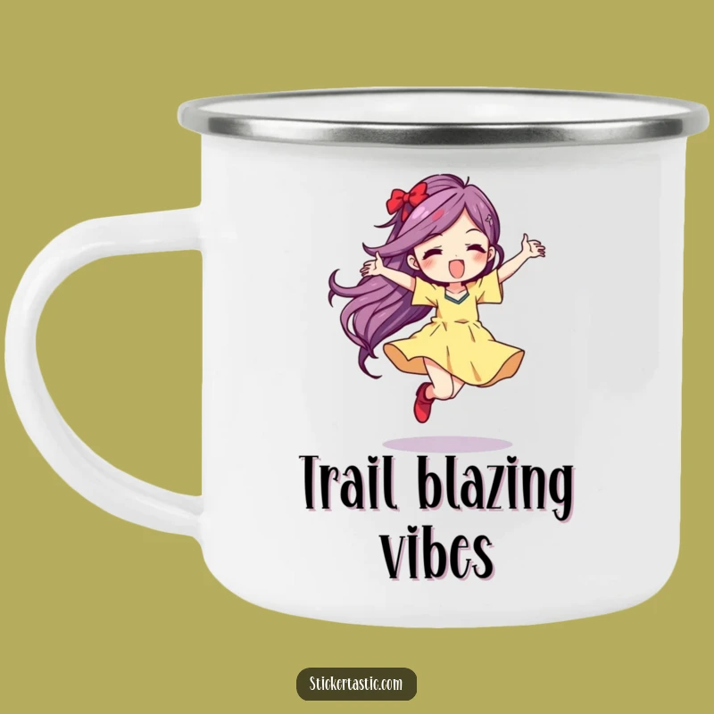 Funny Dancing Character Camping Mug: Vibrant Color Adventure - Outdoor Fun!