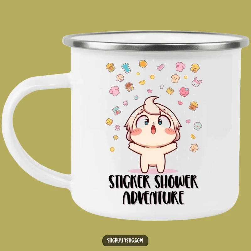 Funny Sticker Shower Camping Mug - Enjoy Coffee in Hilarious Sticker Adventures