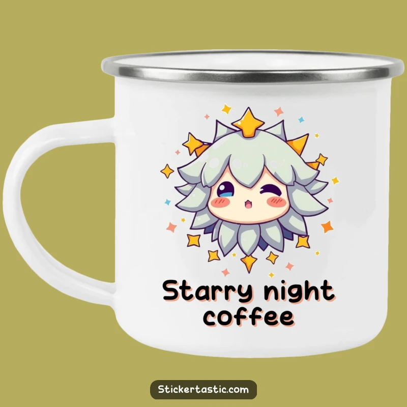 Starry Burst Camping Mug - Funny Glowing Character Outdoor Gift