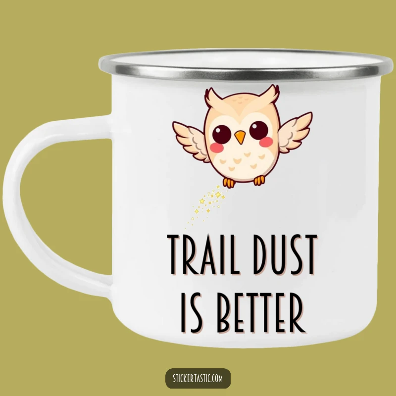 Funny Joyful Owl Glitter Camping Mug: Magical Adventures