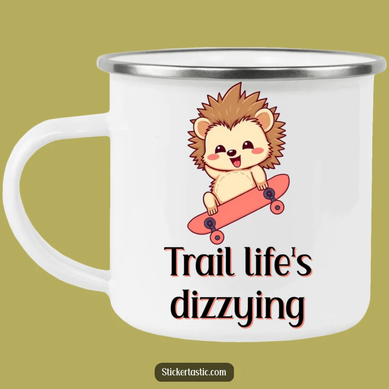 Funny Hedgehog Skateboard Camping Mug: Adventure On!