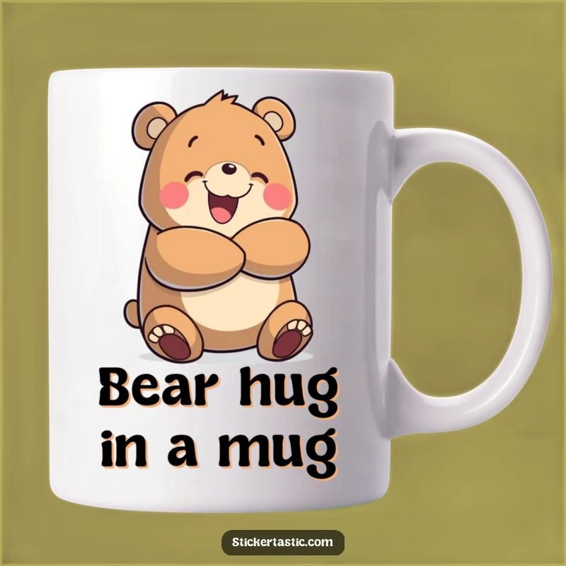 Funny Bear Hug Mug: Cheerful Character, Perfect Hugging Gift for Friends