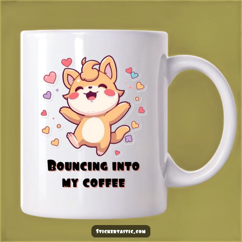 Funny Bouncing Creature Mug: Joyful Sticker Lover Gift for Happy Sips