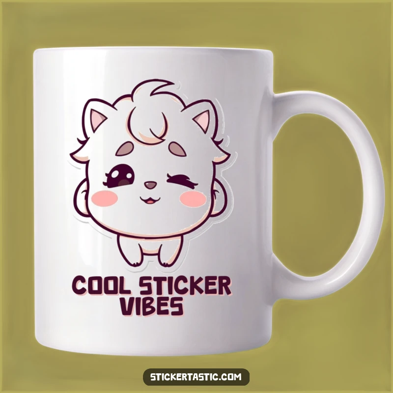 Funny Cool Sticker Eyebrow Wiggle Mug - Hilarious Gift for Sticker Fans