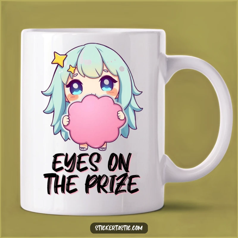 Funny Starry-Eyed Character Mug: Sticker Lover, Perfect Gift for Collectors