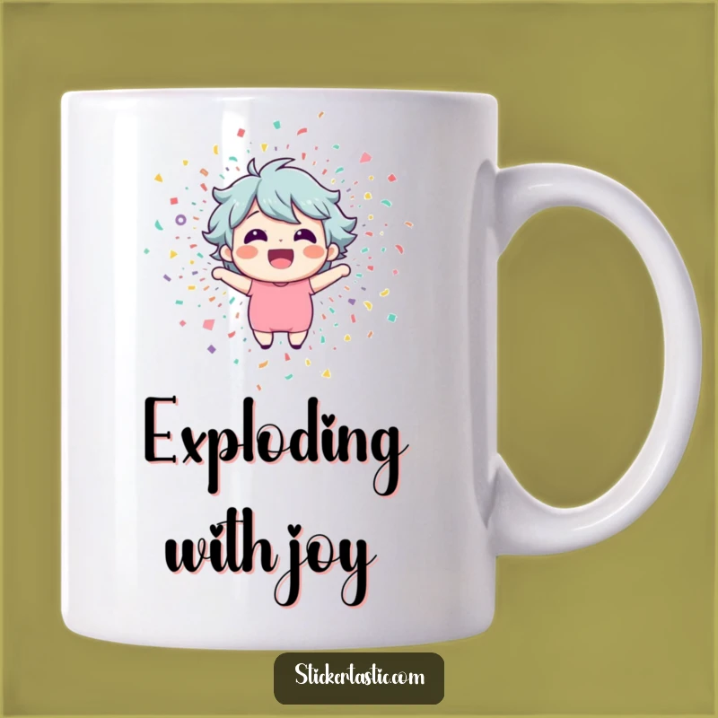 Funny Confetti Character Mug: Happy Explosion, Perfect Funny Celebration Gift