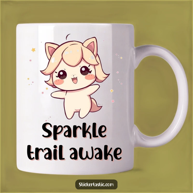 Funny Glitter Trail Mug: Playful Character Design, Perfect Funny Gift for Magical Mornings
