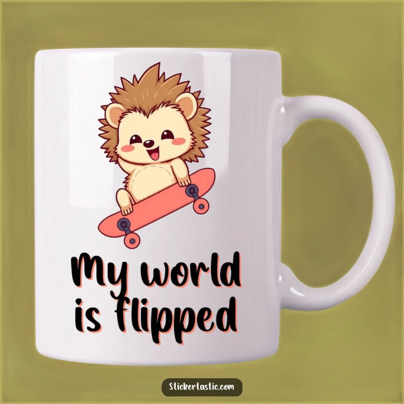 Funny Hedgehog Skateboard Mug: Hilarious Upside Down Fun Gift