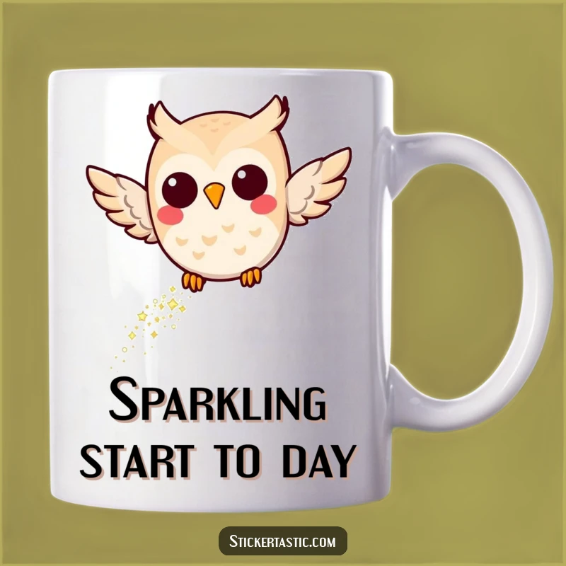 Funny Joyful Owl Glitter Mug: Whimsical and Magical Gift