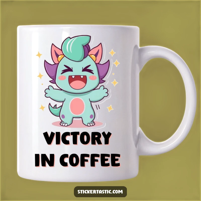 Funny Roaring Character Mug: Sparkle Power Victory - Perfect Humorous Gift!