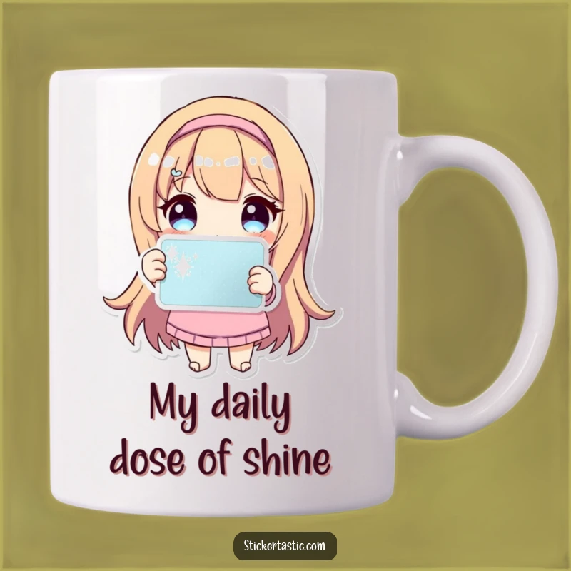 Funny Sparkle Sticker Mug: Adorable Character Gift for Joyful Mornings