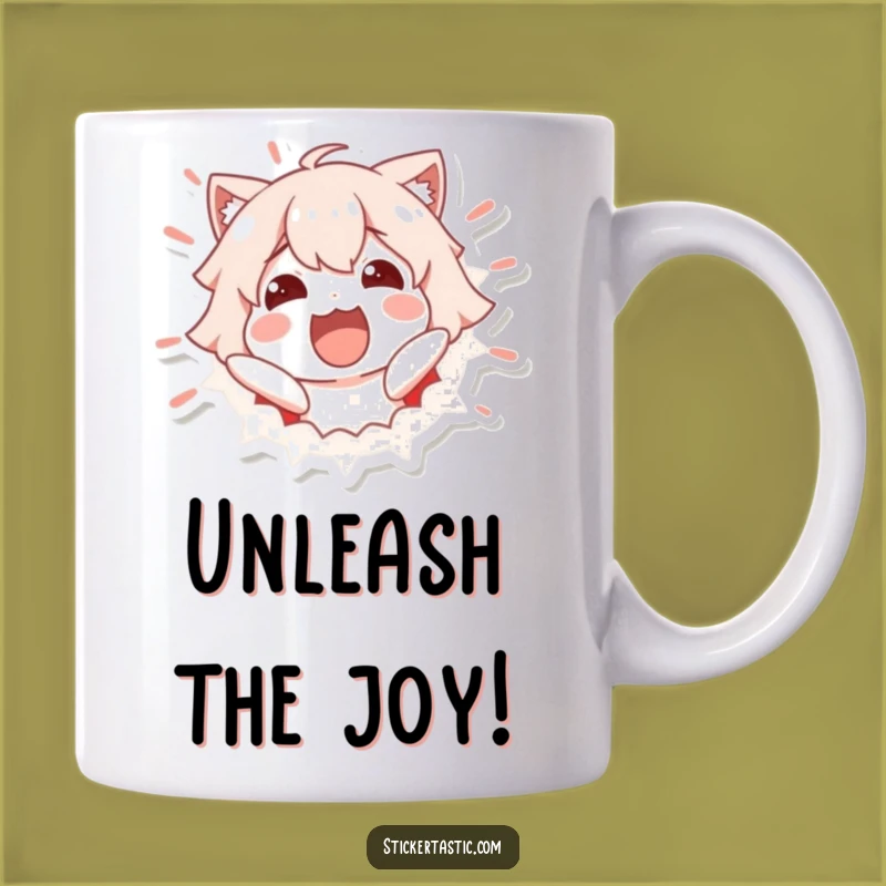 Funny Sticker Burst Mug - Excited Character Surprise - Perfect Funny Gift!