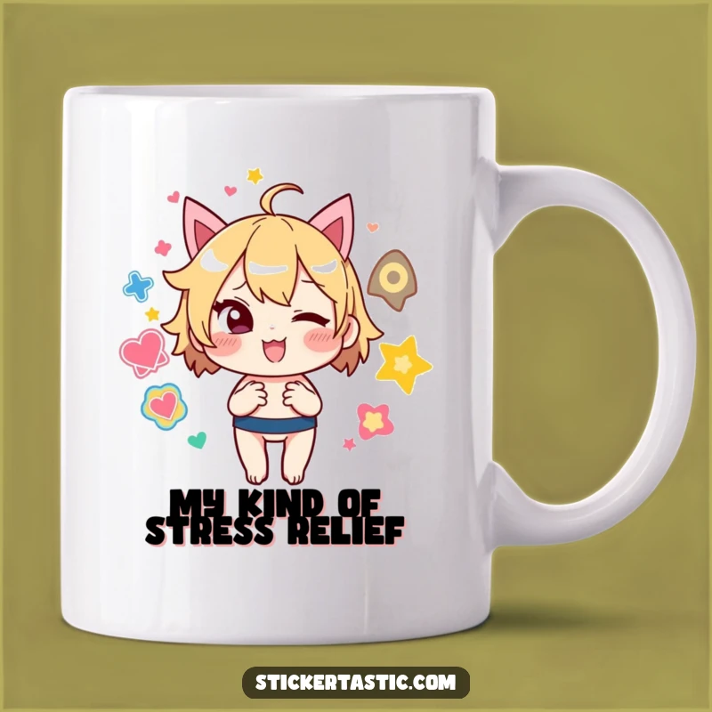 Funny Sticker Juggler Mug: A Mischievous Character with a Wink, Perfect Funny Gift