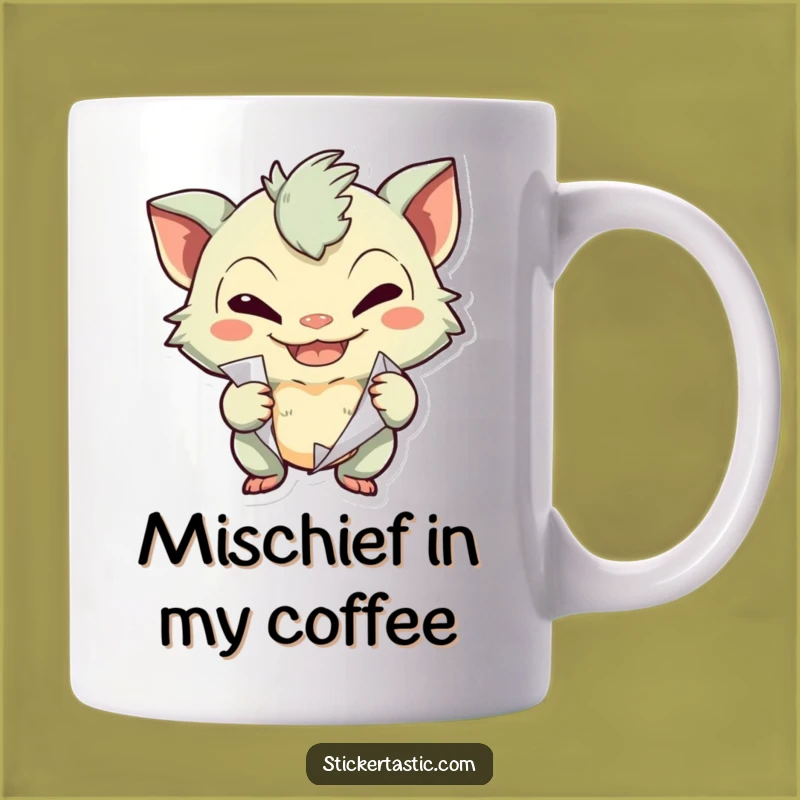 Funny Sticker Peeling Creature Mug - Mischievous & Humorous Gift