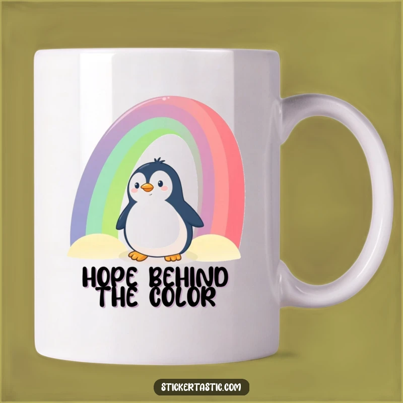 Funny Penguin Rainbow Mug: Curious and Colorful Gift