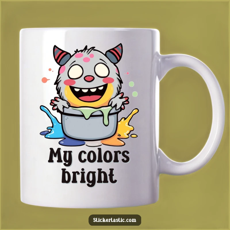 Funny Giggling Monster Paint Splash Mug - Hilarious Artistic Gift for Art Lovers