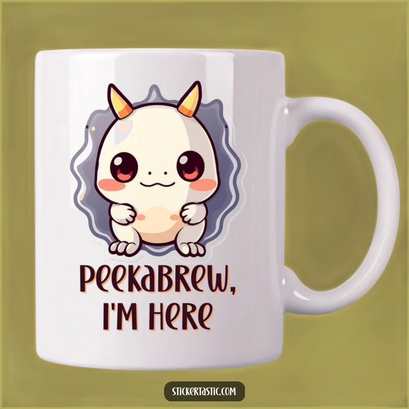 Funny Monster Sticker Mug: Adorable Peek-a-Boo Monster, Perfect Funny Gift for Monster Lovers