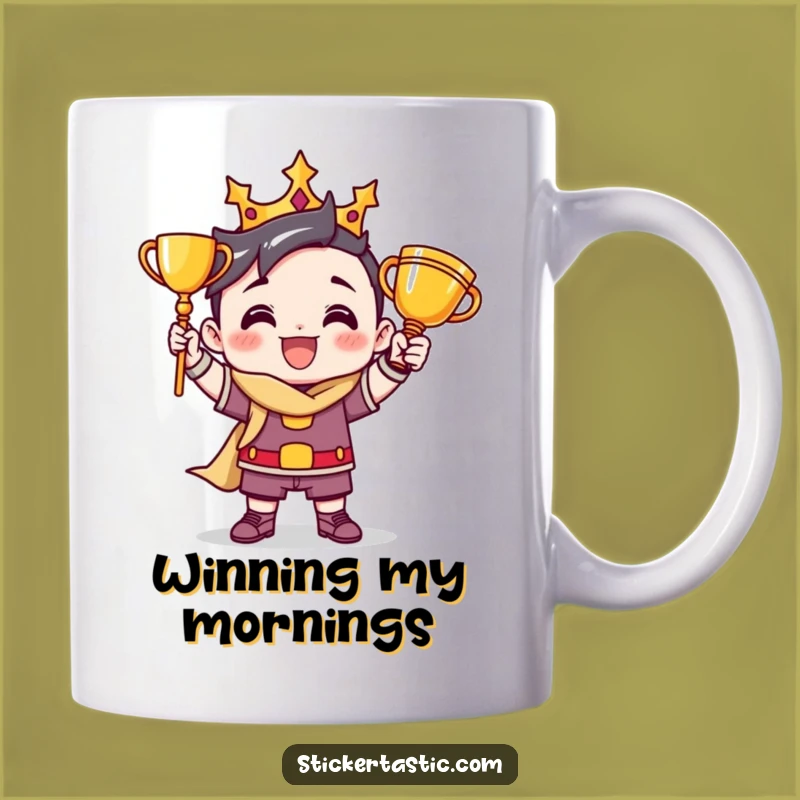 Funny Victorious Character Trophy Mug - Celebrate Wins with Humorous Style