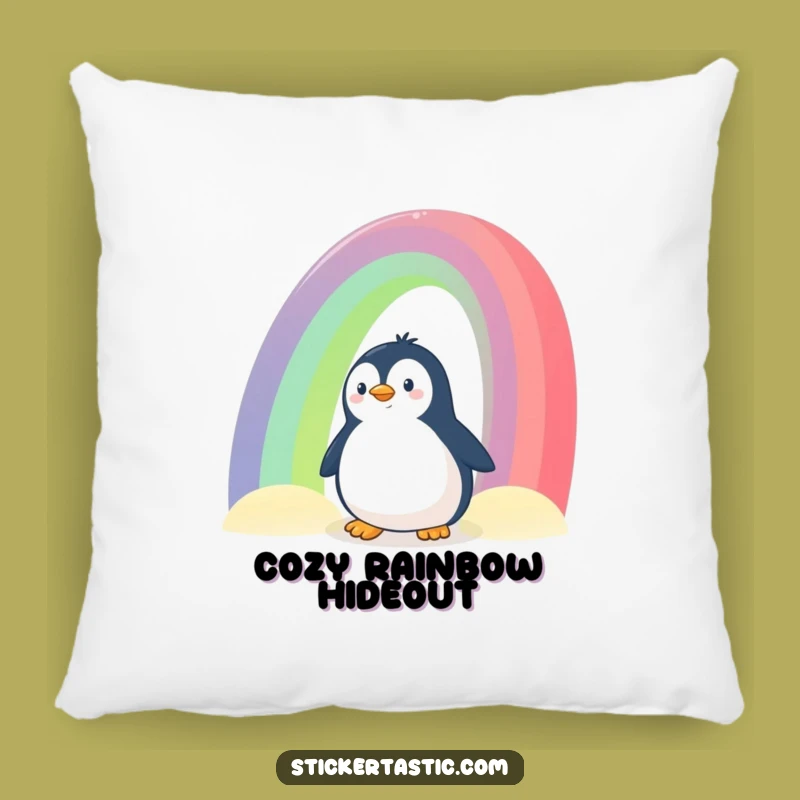 Funny Penguin Rainbow Pillow: Cozy Comfort with Whimsy
