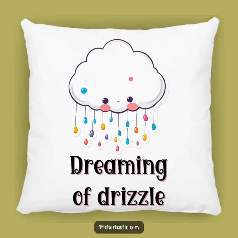Funny Cloud Sticker Pillow: Cute Character Raining Comfort - Hilarious Accent