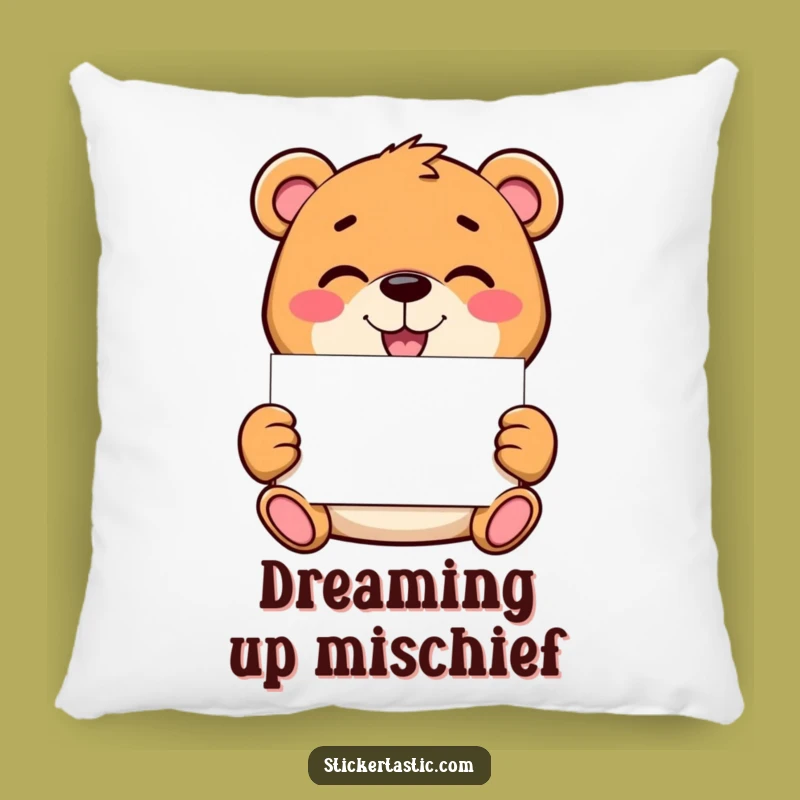 Funny Bear Custom Pillow: Mischievous Character Comfort, Hilarious Gift!