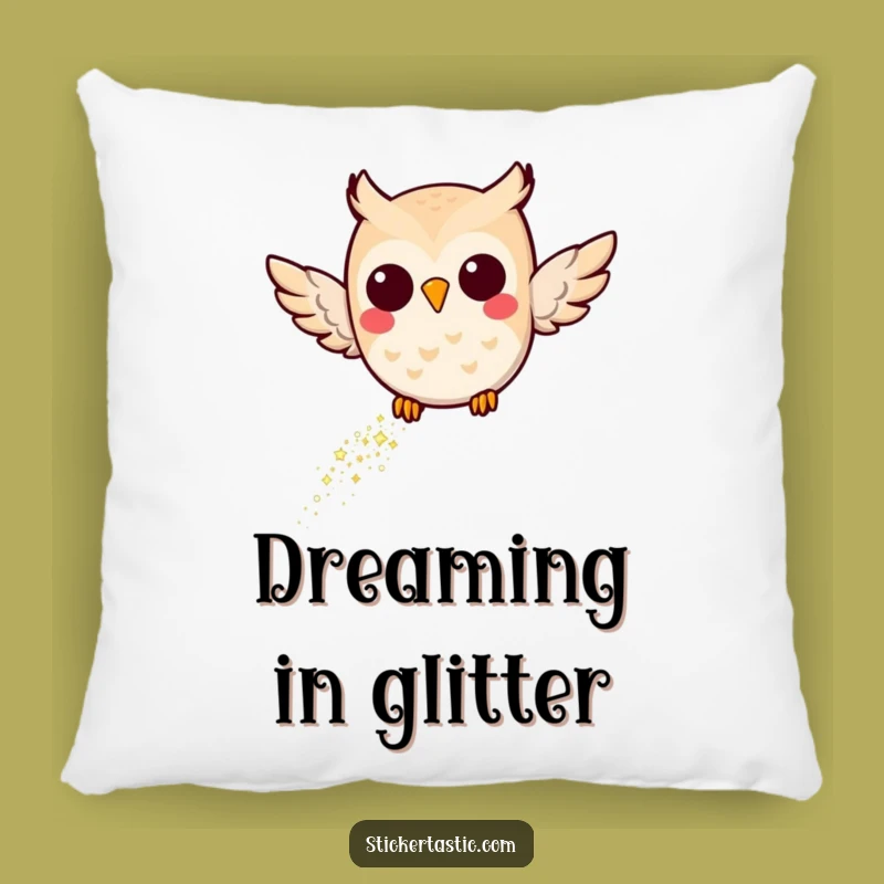 Funny Joyful Owl Glitter Pillow: Cozy Magic for Your Home