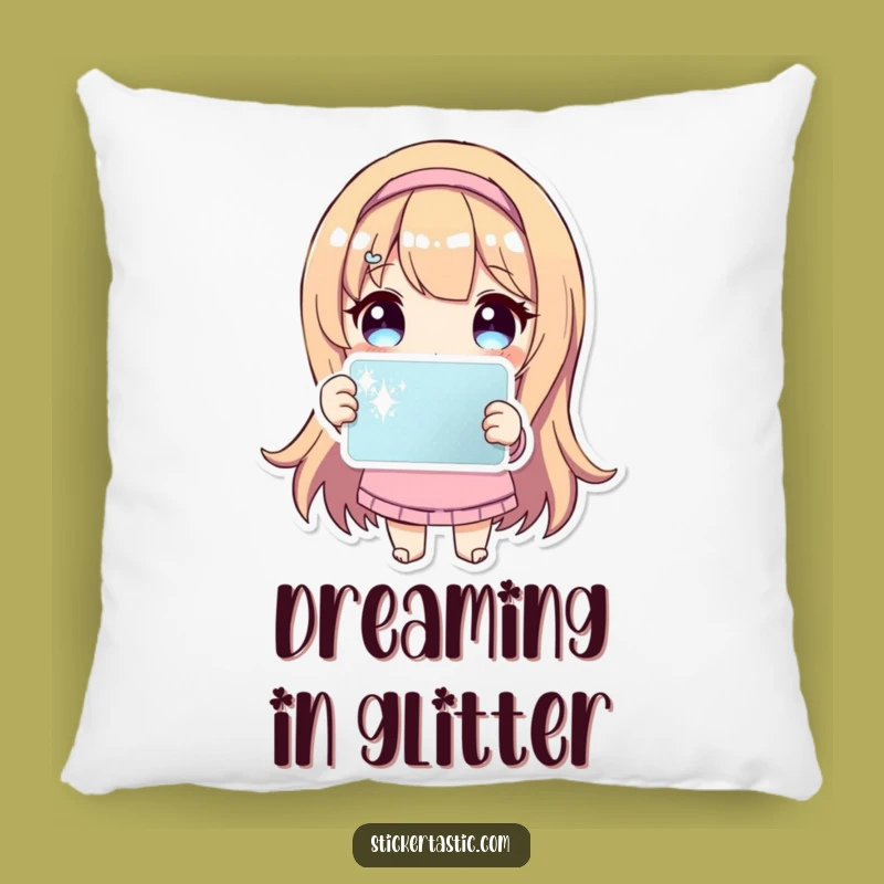 Funny Sparkle Sticker Pillow: Cuddle Up with Cute Character Comfort