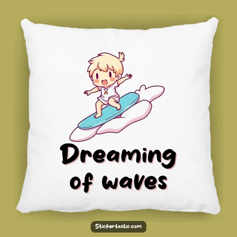 Funny Surfer Sticker Pillow: Cozy Comfort, Happy Character, Great Funny Gift