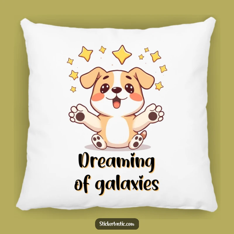 Funny Surprised Dog Pillow - Cozy Dreams under Falling Stars