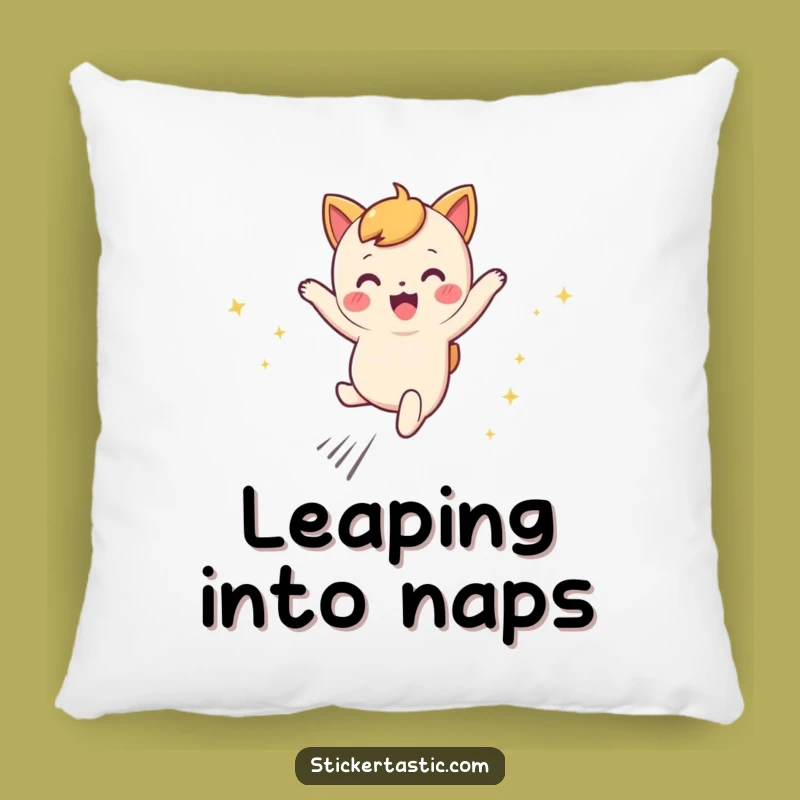 Funny Leaping Character Pillow: Sparkly Trails Cushion, Cozy Magical Gift