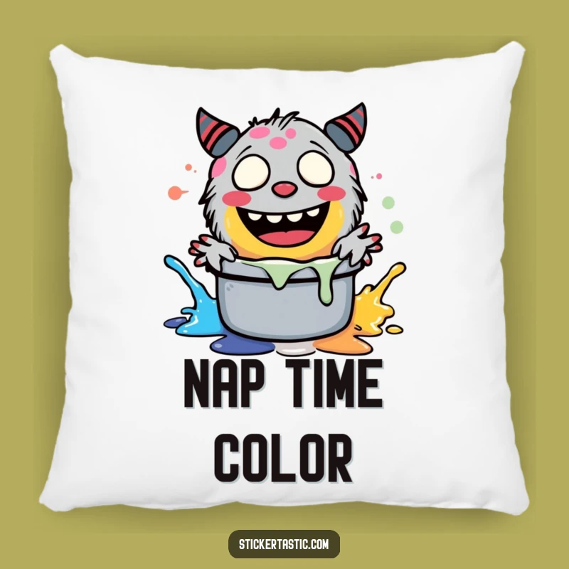 Funny Giggling Monster Pillow - Comfy Paint Splashing Art Cushion Gift