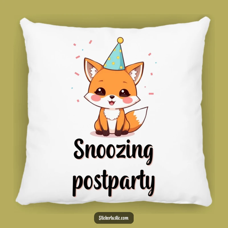 Funny Fox Party Pillow: Delighted Character Comfort, Festive Gift