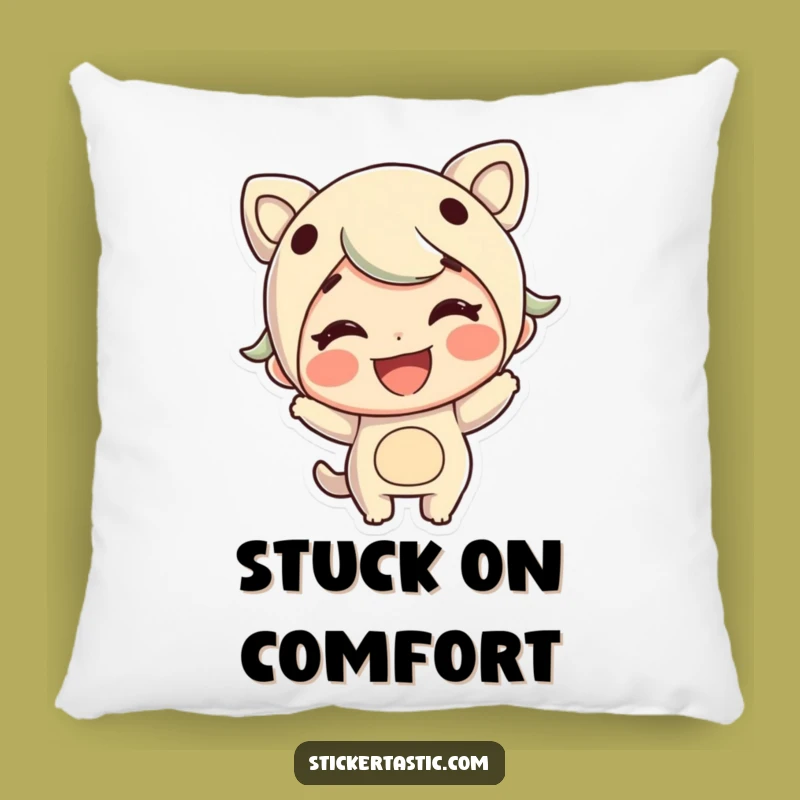 Soft Funny Sticker Character Pillow: Cozy Grinning Comfort, Silly Gift