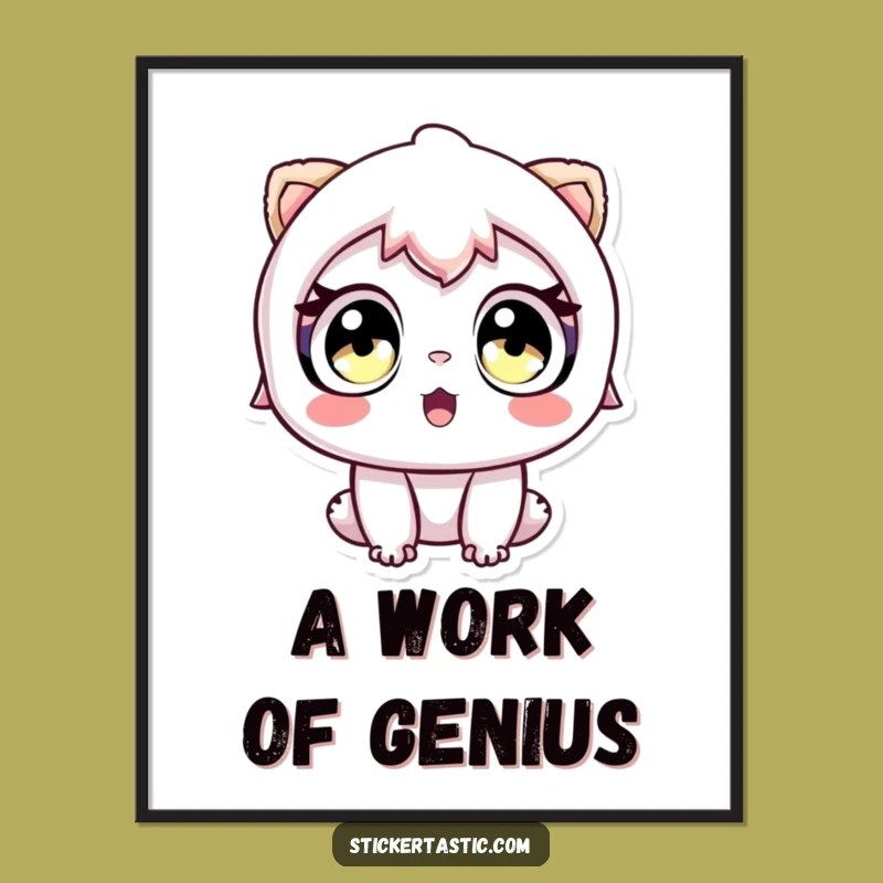 Funny Sticker Awe Digital Print: Instant Wonder for Your Walls