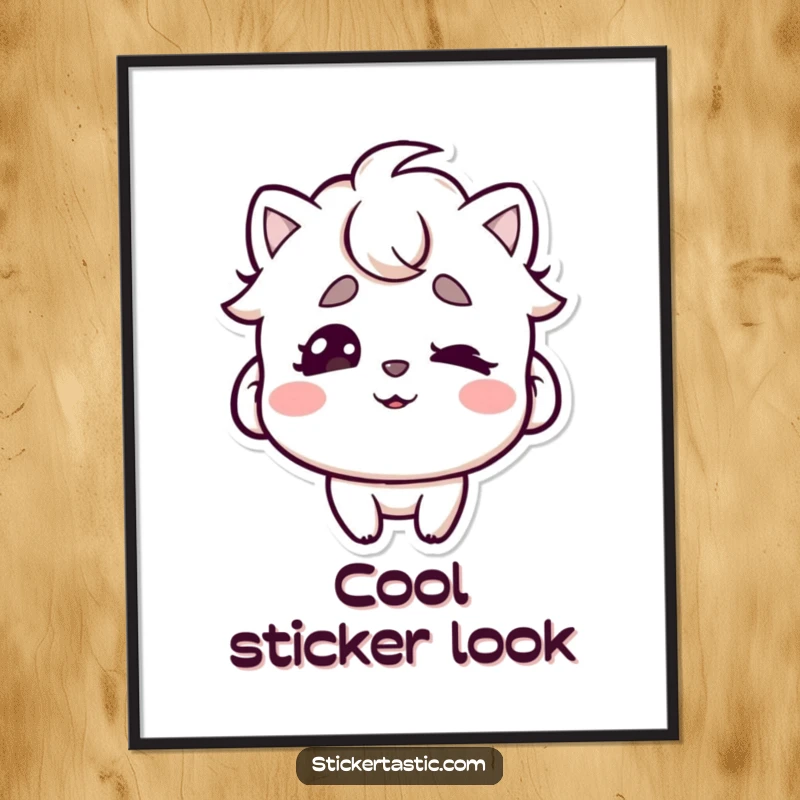 Funny digital art print of a character playfully wiggling eyebrows beneath a stylish sticker, capturing a moment of cool and fun.