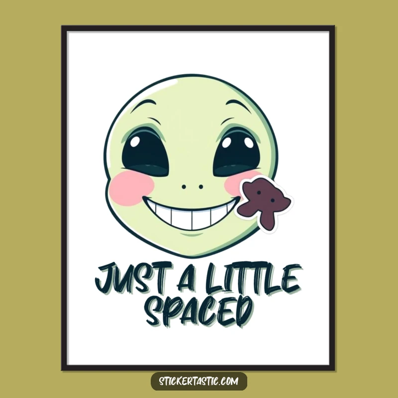 Funny Alien Grinning Digital Art: Hilarious Sticker Face Print - Instant Galactic Decor!